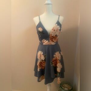 Nordstrom openback floral dress size Large spaghetti strap lined feminine date